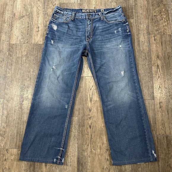 Buckle Other - BKE Buckle MARSHALL Mens Size 38x29.5 Blue Distressed Boot Cut Jeans Denim Pants